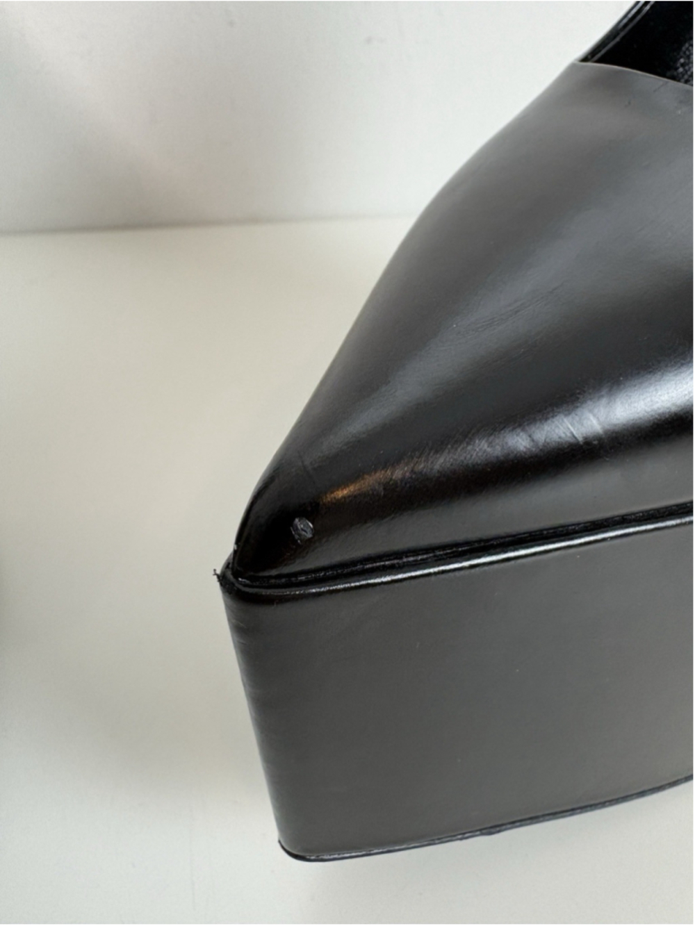 Versace Tempest Platform Pumps Black High Heels Leather Pointed Toe IT 39.5 - Picture 12 of 14